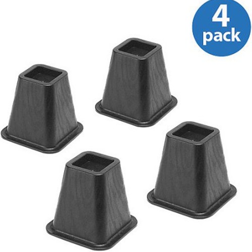 Bed Risers 4 Piece Black Frame Stable Furniture Table Lift Storage Under Bed