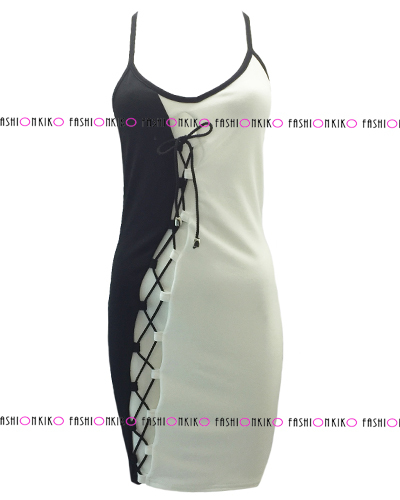 WOMENS DRESS LADIES FRONT LACE TIE UP CROSS BACK EYELET SHORT BODYCON DRESS