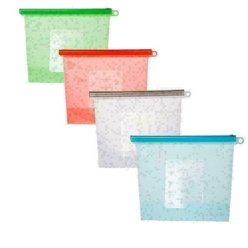 1000ml Silicone Food Storage Bags Reusable Seal Fresh Bag for Fruit Meat Mi N3K1