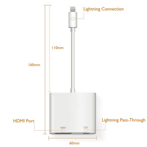 4k 2160p 1080P Digital AV Adapter HDMI Connector Charging Port iPhone//iPad//iPod