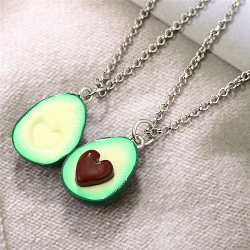 Handmade Polymer Clay Avocado Heart Pendant Necklace Best Friend Gift RDR
