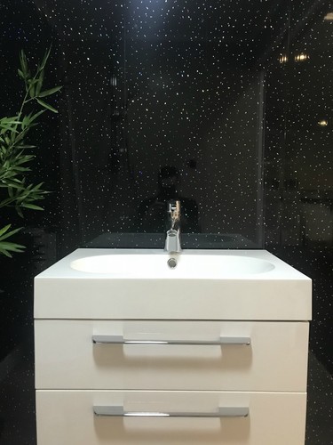 Black Sparkle 8mm Bathroom Cladding PVC Shower Panels Wet Wall Glitter Effect