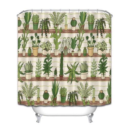 72X72/" Home Plants Succulent Cactus Shower Curtain Bath Bathroom Decoration