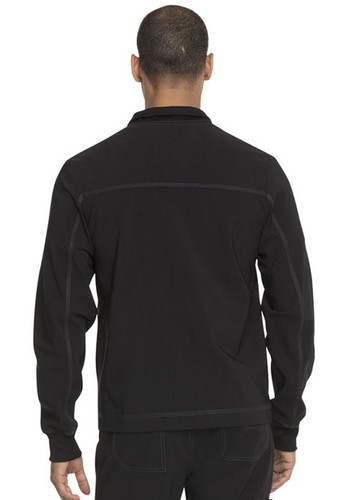 Black Dickies Scrubs Advance Solid Tonal Twist Mens Zip Front Jacket DK335 BLK