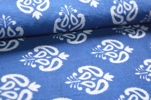 Floral 5 Yard Blue Coloured Indian Hand Block Print 100/% Cotton Craft Fabric