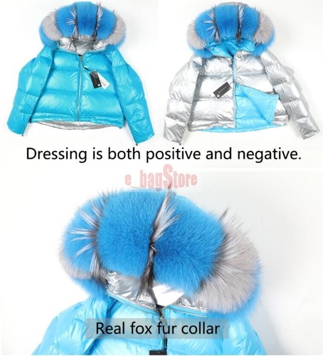 2019 Winter Damen Groß Fuchs Pelz Kapuze Jacke 90/% Duck Down Warm Fleecy Coat