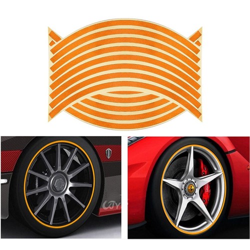 16 Adesivi riflettenti catarifrangenti ruota moto auto automobile ARANCIONE