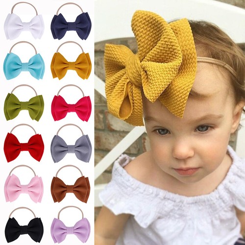 Girls Kids Toddler Baby Big Bow Elastic Headwear Hair Band Head Wrap Headband