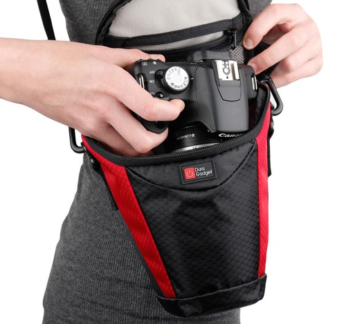 Protector Negro Y Rojo llevar Funda Para Panasonic Lumix dmc-gh4heb dmc-fz72ef-k