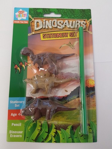 3x Dinosaur Erasers Pencil Rubber Toppers School Kids Children Party Filler Bag