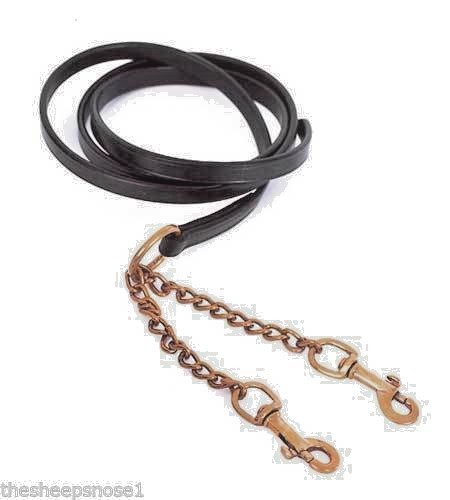 Heritage English Leather In Hand Show Newmarket Lead Twin Chain Black Or Havana