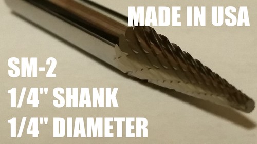 SM2D Pointed Cone Shape Carbide Burr Bur Cutting Tool Die Grinder Bit 1//4/" NEW
