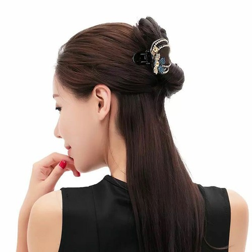 Flower Hair Clip Clamp Metal Alligator Claw Bling Crystal Rhinestone Jewelry