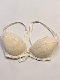 Aubade Paris Bra Womens 34B Ivory Lace Underwire Push Up Adjustable K118 B Cup