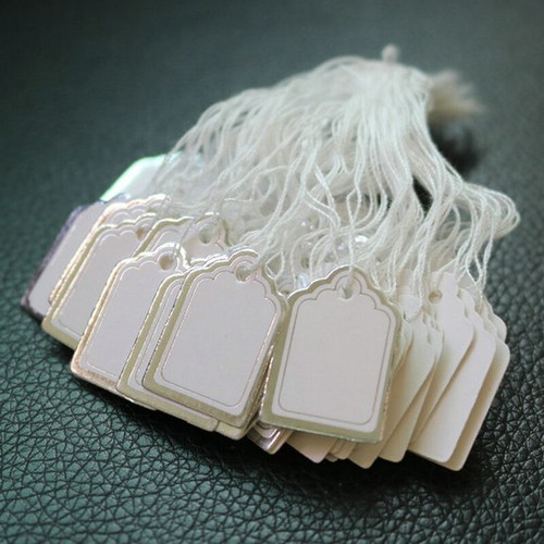 1000PCS Merchandise Price Tags White Blank Paper Strings Strung 24x18mm