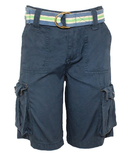 NEW Attire Designer Boys Multi-Pocket Belted Cotton Cargo Utility Shorts 2-5yrs