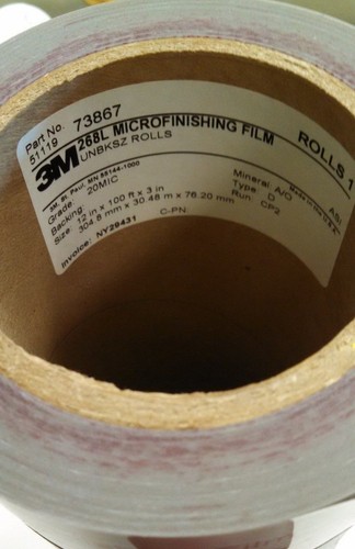 3M MICROFINISHING FILM ROLL 268L 20MIC 3MIL 12IN X 100FT ALUMINUM OXIDE WET//DRY
