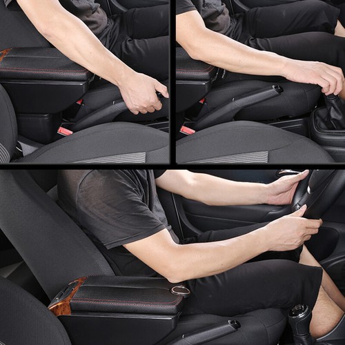 7 USB Universal Car Dual Opening Armrest Box Central Console Cup Holder Storage