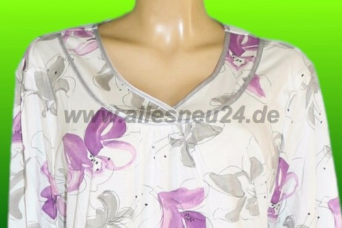 Graziella weiß Damen Sleepshirt Nachthemd mit 1//1 Arm Baumwolle nur Gr. 48