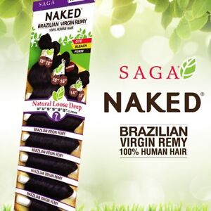 Saga Naked Brazilian Virgin Remy 100% Human Hair NATURAL 