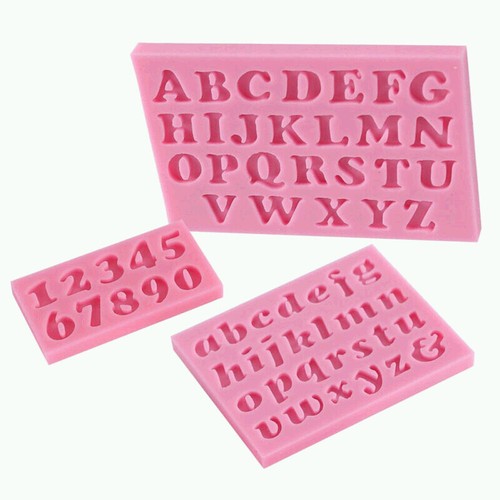 PF DIY Cake Letter/&Number Mini Mould Fondant Cookie Candy Silicone 3pcs//set Mold