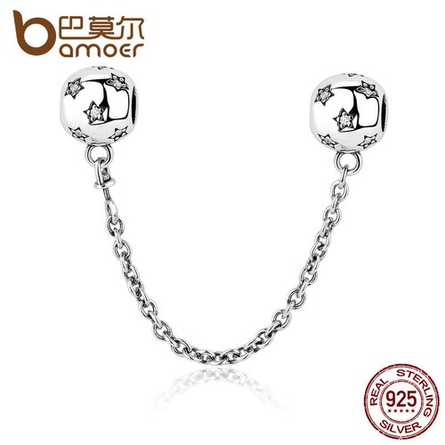 Bamoer Authentique S925 Argent Sterling Chaîne de sécurité Charm Fit Bracelet Bijoux