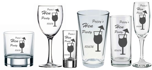 Personalised Engraved glasses Wedding Stag Hen Party Birthday Gift by jevge