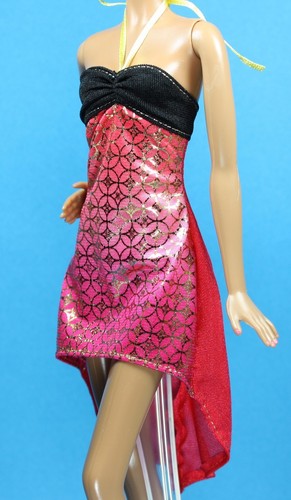 Barbie Fashionistas #24 Crazy for Coral Black Gold PETITE Skipper Dress
