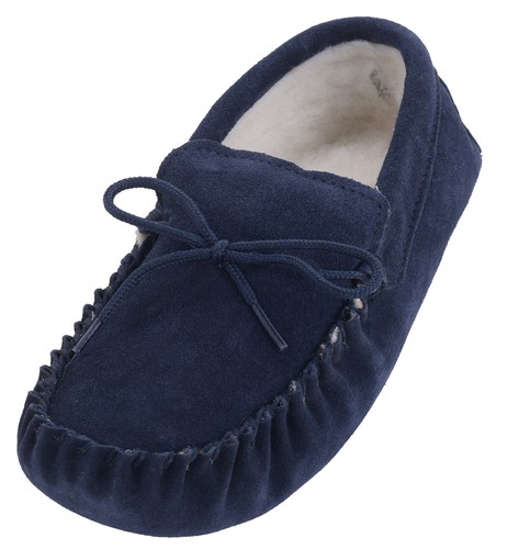 Schafsfell Moccasin Hausschuhe Damen Herren Echtes Wildleder Wolle Futter Weiche