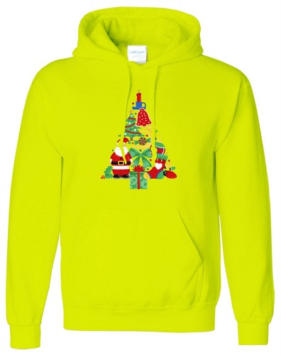 Christmas Santa Tree Bells Stocking Mens Hoody Xmas Gift Novelty Hooded Hood