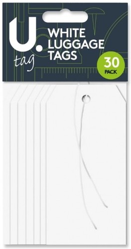 Pack de 30 L Blanc//Marron//Papier de couleur Luggage Label Tags Cravate Sur Chaîne