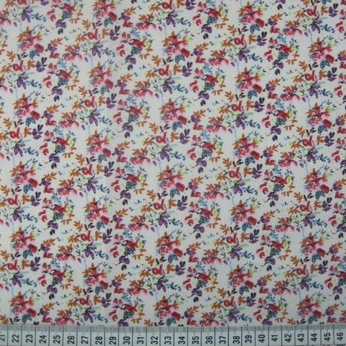 Polycotton Fabric Purple Paramour Ditsy Floral Flowers Leaves