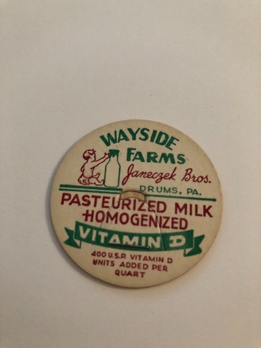 Drums Wayside Farms Dairy Milk Bottle Cap PA