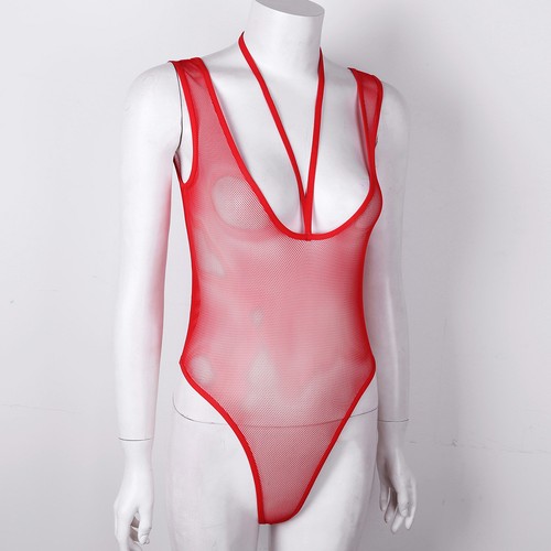 Womens One-piece Sleeveless Romper Jumpsuit Bodysuit Fishnet Stretch Leotard Top