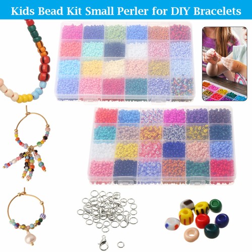 Crafty 24 Colors Kids Bead Kit Small Perler Beads for DIY Bracelets,Necklaces