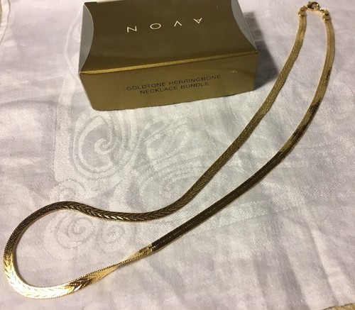 Vintage Avon 2000 Necklace Bundle Goldtone Herringbone 3 goldtone chains