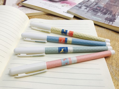 4PCS Kawaii Blue Ball Pen 0.5mm Korean Stationery Gift Cute Dala Hastar Series