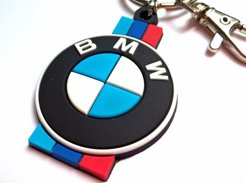 High quality rubber keychain for BMW 2 sides key fob 3 stripes