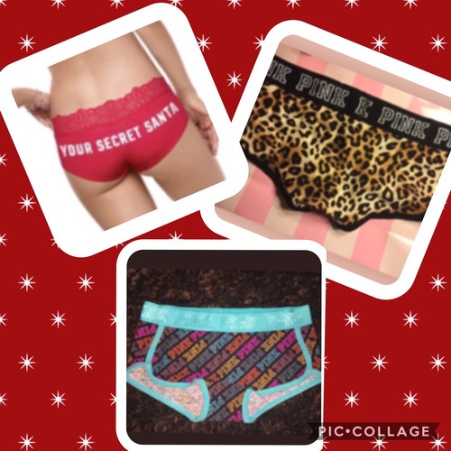 NEW VICTORIA/'S SECRET PINK Boyshort Rainbow Print Logo Panty Leopard Red Santa