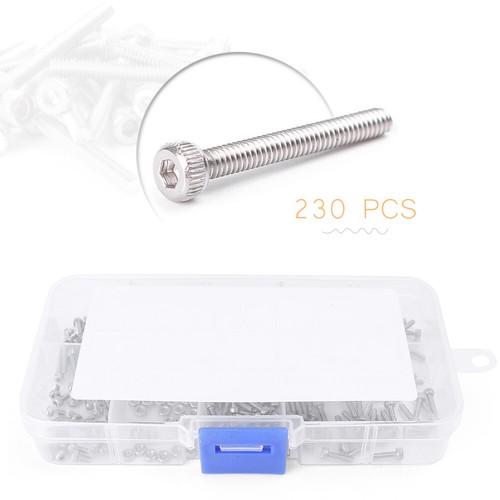 230x M2 Metric Hex Socket Button Head Screw Bolt Nuts w// Box Kit Stainless Steel