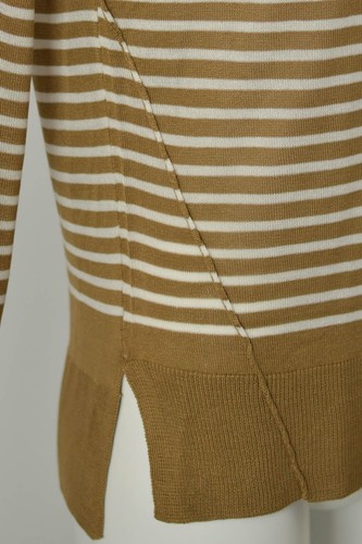 N Xt da Donna Sabbia Bianca A Righe Rotondo In Maglia Sottile Maglione collo lato Split