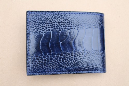DOUBLE SIDE Handmade Genuine OSTRICH Leather Skin MEN/'S BIFOLD WALLET