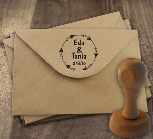 Sello de Caucho para Bodas Personalizado 40 mm Invitaciones Mod.11 Sobres..