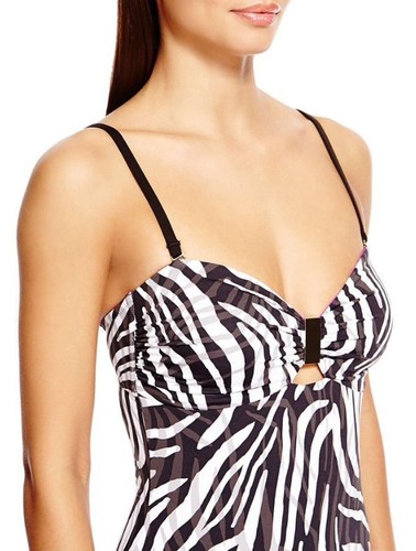 14,. Ladies Multiway Imbottito Zebra Print controllo della Pancia Costume Da Bagno 10 Taglie 8