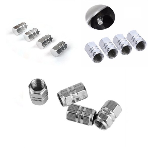 4pcs CNC Silver Aluminum Tire Valve Stem Caps Car,Truck,SUV,Motorcycle,cycle