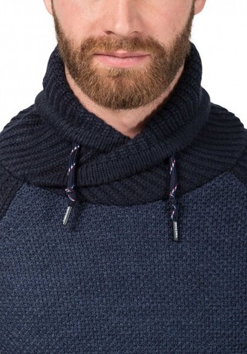 Herren Strickpullover mit Schalkragen von Timezone in der Farbe dunkelblau
