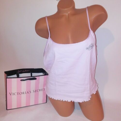 Victoria Secret Sleep Shirt Tank Top XL Sleeveless Camisole Ribbed Ruffle Trim 