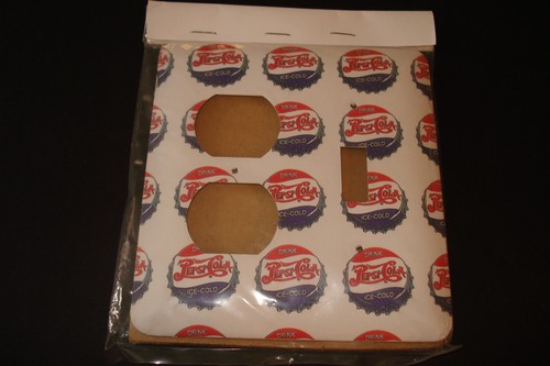 PEPSI-COLA W//BOTTLE CAPS NEW 4 3//4/" X 5/" RIGHT SWITCH//LEFT PLUGS SWITCH PLATE