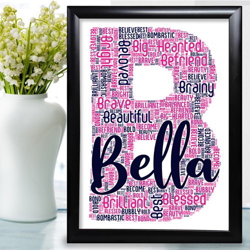 Personnalisé Anniversaire Word Art cadeaux pour sa mère Nom Initial toute lettre M Cadeau