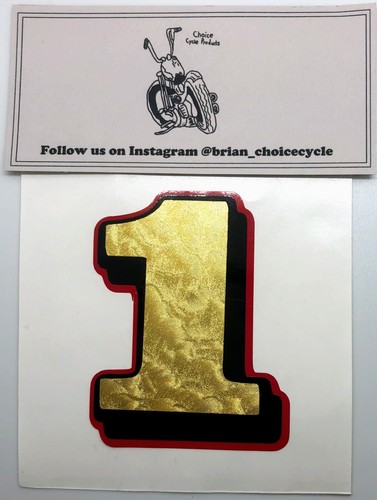 Gold Leaf//Black//Red cafe racer sportster fairing lettering moto 6” NUMBER DECAL